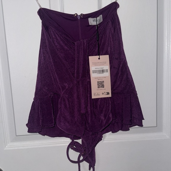 Cerai
Ruffle-Trim Cut-Out Mini Dress in Grapes - Picture 2 of 5